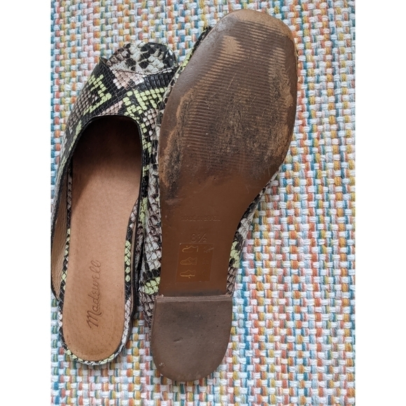 Madewell The Erica Square Peep Toe Mule in Snake Embossed Leather Size 8.5 - Picture 4 of 5